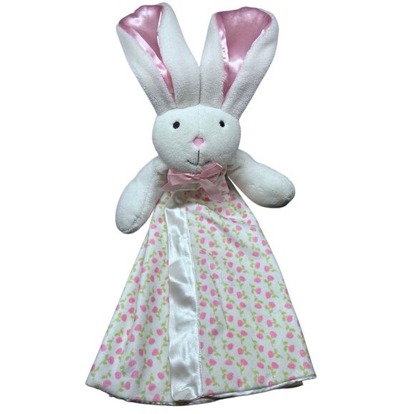 Stephan Baby Bunny Lovey Security Blanket Pink White Green Strawberry Gingham Ra - Picture 1 of 13